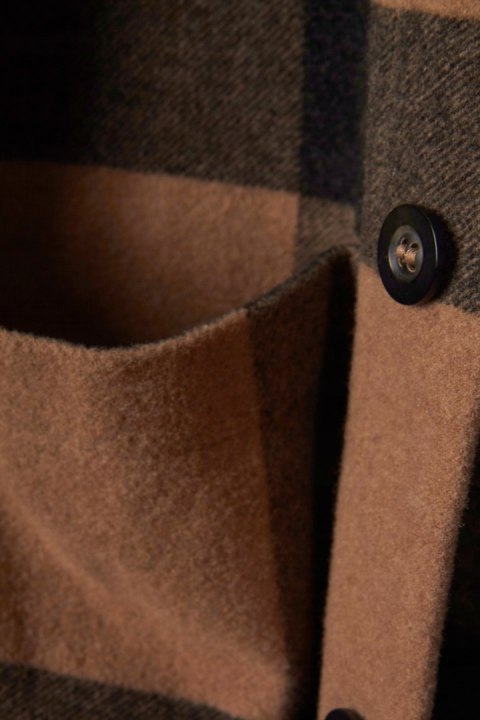 THE GIGI luksusowa włoska bluza rozpinana wełna w kratkę L