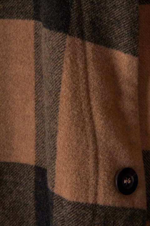 THE GIGI luksusowa włoska bluza rozpinana wełna w kratkę L