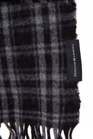 TOMMY HILFIGER - wełniany szalik w kratkę