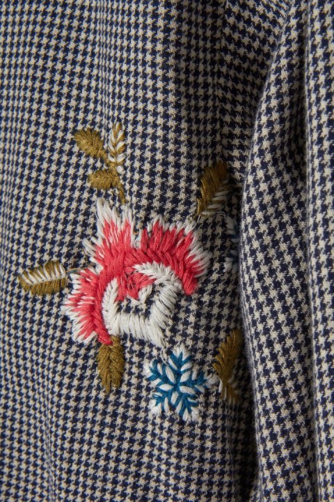 TOPSHOP śliczna bluzka pepitka z motywem haftowanych kwiatów S