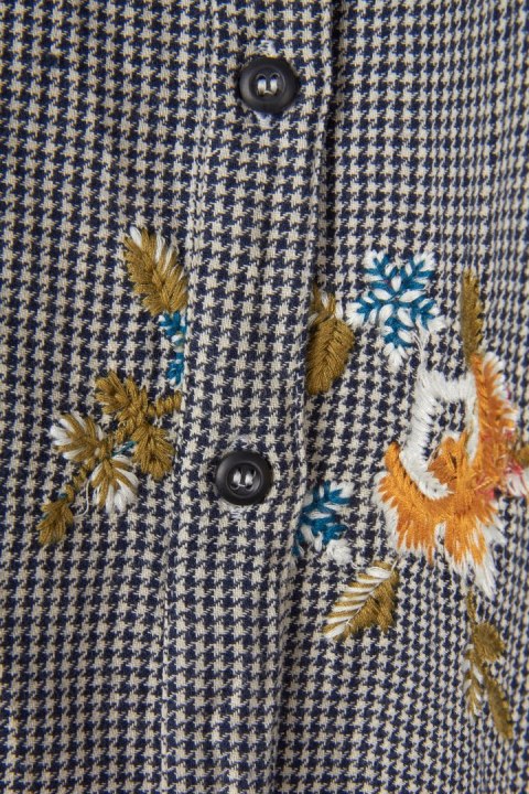 TOPSHOP śliczna bluzka pepitka z motywem haftowanych kwiatów S