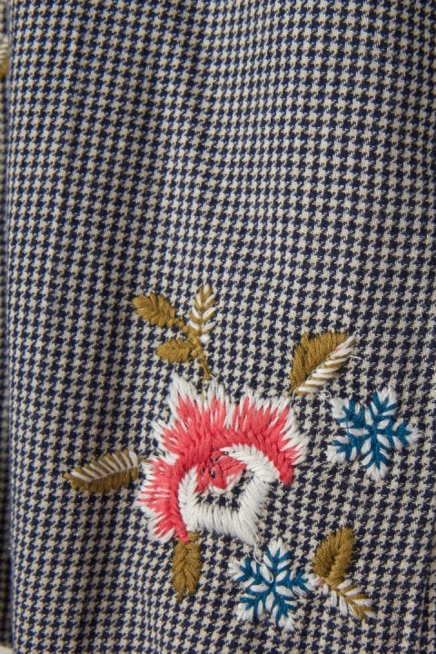 TOPSHOP śliczna bluzka pepitka z motywem haftowanych kwiatów S