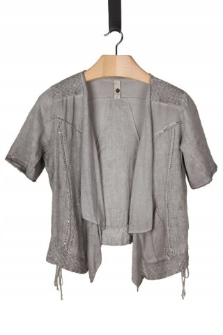 TREDY - cudna bluzka narzutka z lnem zdobiona - 40