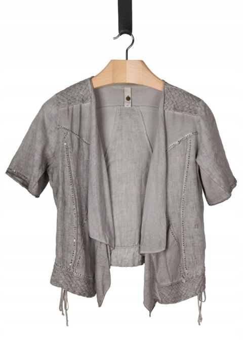 TREDY - cudna bluzka narzutka z lnem zdobiona - 40