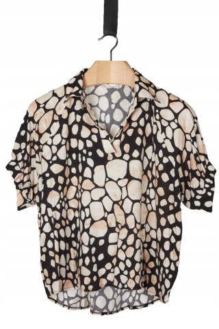 V MILANO lekka włoska bluzka wiskoza ciekawy print one size