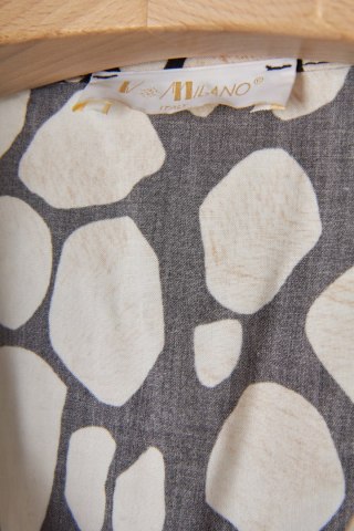 V MILANO lekka włoska bluzka wiskoza ciekawy print one size