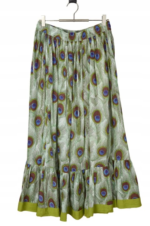 Zjawiskowa maxi spódnica bawełna pawie pióra M