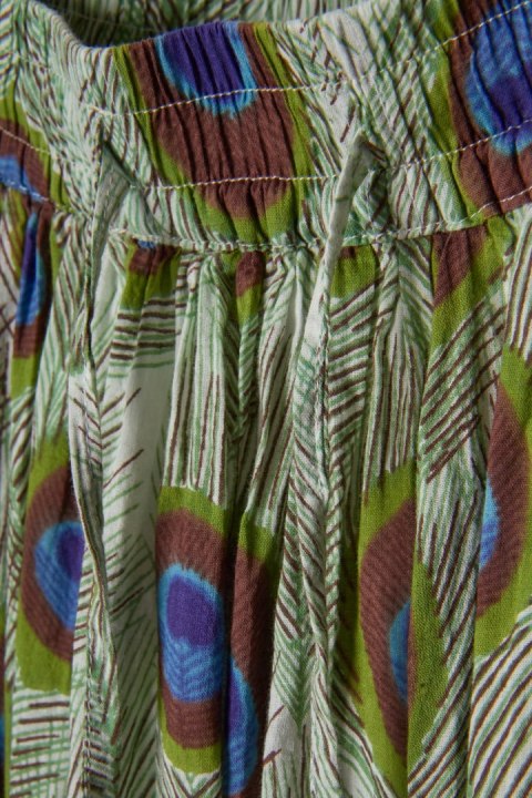 Zjawiskowa maxi spódnica bawełna pawie pióra M