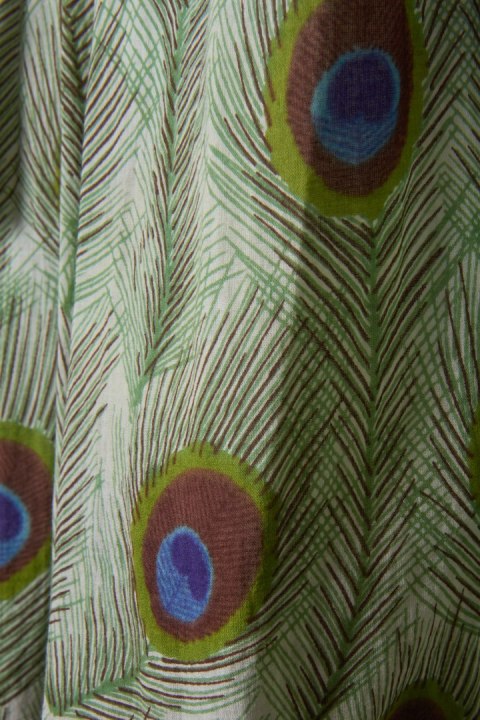 Zjawiskowa maxi spódnica bawełna pawie pióra M