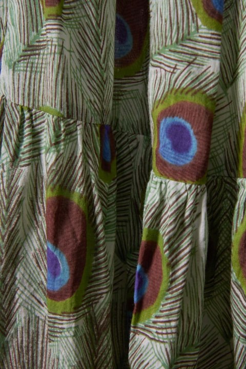 Zjawiskowa maxi spódnica bawełna pawie pióra M