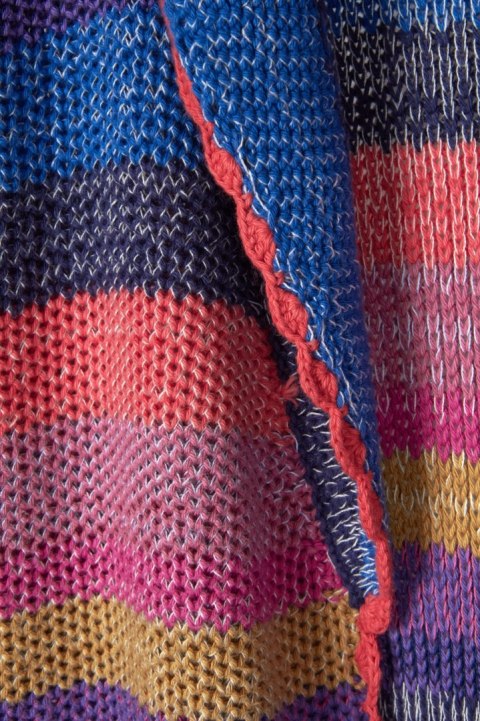 AMANO kolorowy sweter kardigan bawełna rękodzieło luźny krój boho S/M