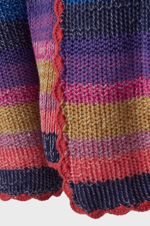 AMANO kolorowy sweter kardigan bawełna rękodzieło luźny krój boho S/M