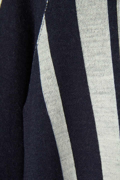 BENETTON - nietuzinkowy sweter ciemny granat wełna w paski M/L