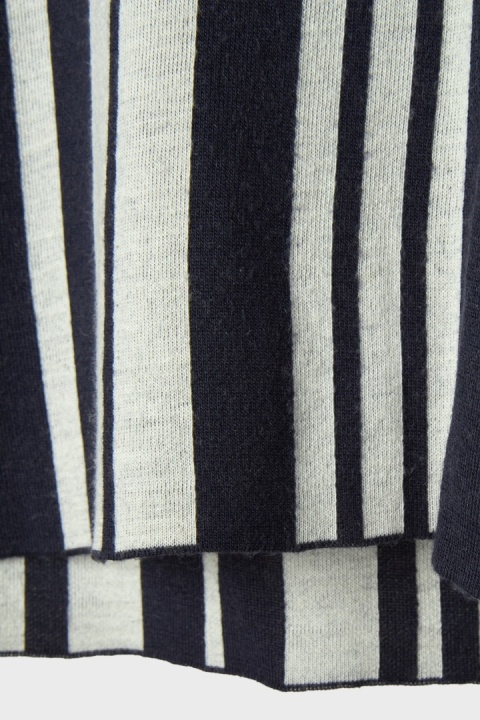 BENETTON - nietuzinkowy sweter ciemny granat wełna w paski M/L