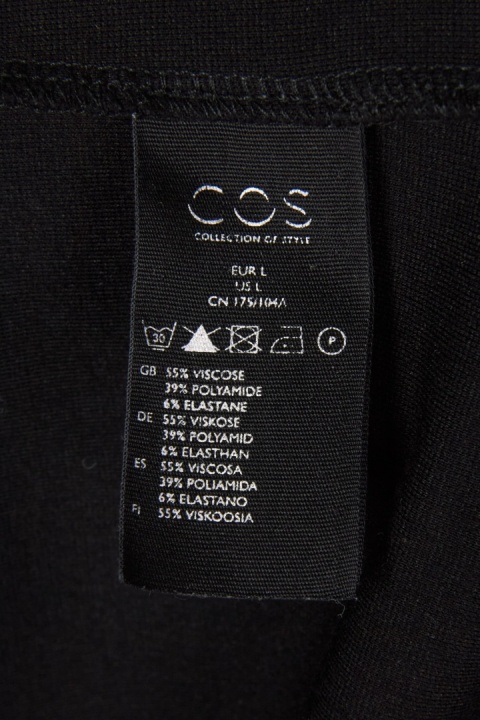 COS minimalistyczna prosta sukienka wiskoza regulowana w pasie tasiemką M/L