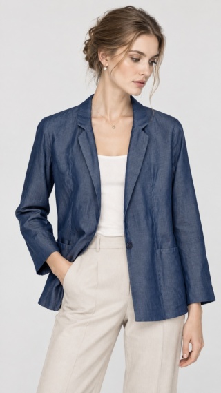 COS - śliczna lekka marynarka denim chłodny lyocell 34