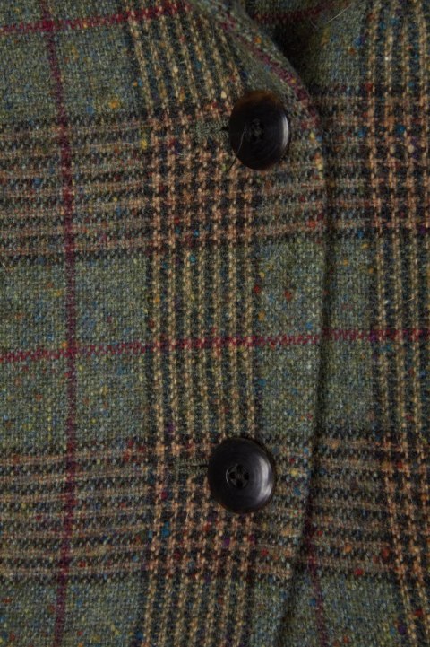 JIGSAW zjawiskowa marynarka taliowana wełna tweed asymetryczne zapięcie S