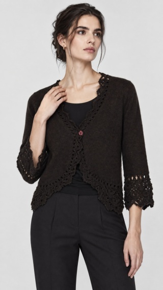 MARKS & SPENCER wyjątkowy sweter wełna jagnięca gorzka czekolada 38