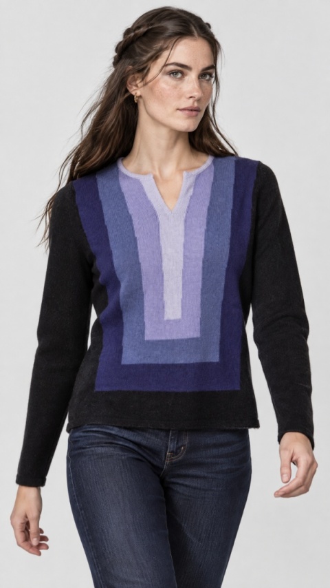 NEIMAN MARCUS luksusowy sweter kaszmir piękne odcienie fioletu S