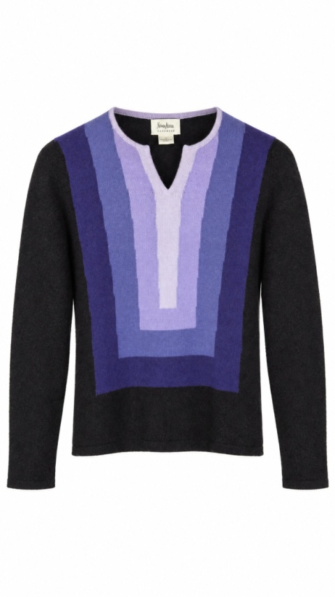 NEIMAN MARCUS luksusowy sweter kaszmir piękne odcienie fioletu S