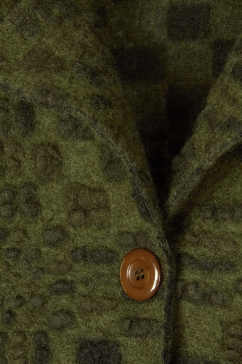 PACO ITALY - niebanalna marynarka fakturowana wełna kolor khaki S/M