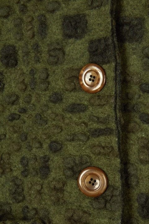PACO ITALY - niebanalna marynarka fakturowana wełna kolor khaki S/M