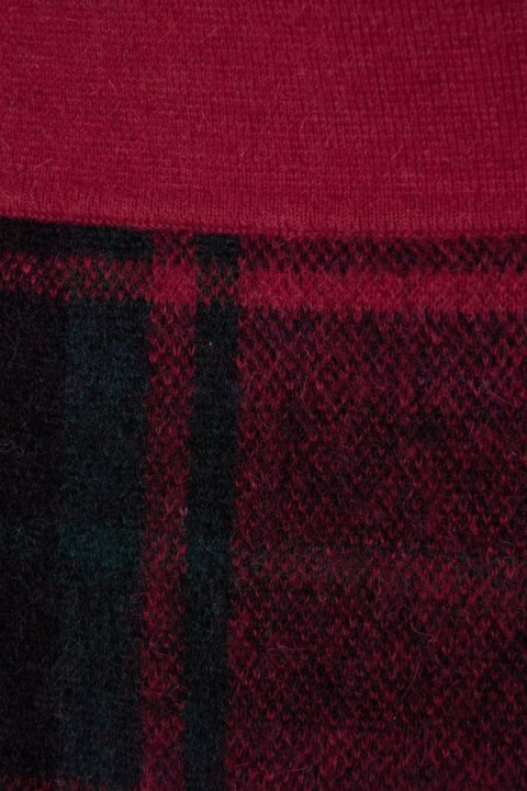 POLO RALPH LAUREN ciepła spódnica alpaka wełna tartanowy wzór bordo czerń S