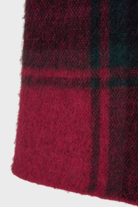 POLO RALPH LAUREN ciepła spódnica alpaka wełna tartanowy wzór bordo czerń S