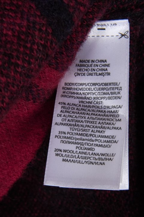 POLO RALPH LAUREN ciepła spódnica alpaka wełna tartanowy wzór bordo czerń S
