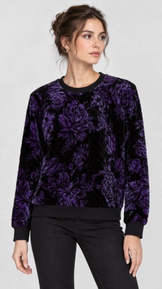 SPORTMAX CODE nieziemsko mięciutka bluza pikowany welur floral fiolet M