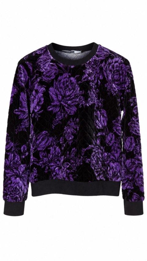 SPORTMAX CODE nieziemsko mięciutka bluza pikowany welur floral fiolet M