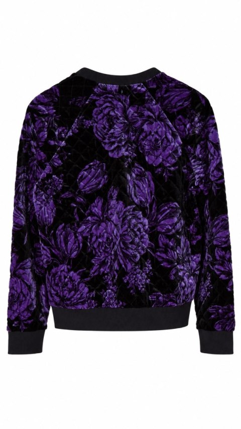 SPORTMAX CODE nieziemsko mięciutka bluza pikowany welur floral fiolet M