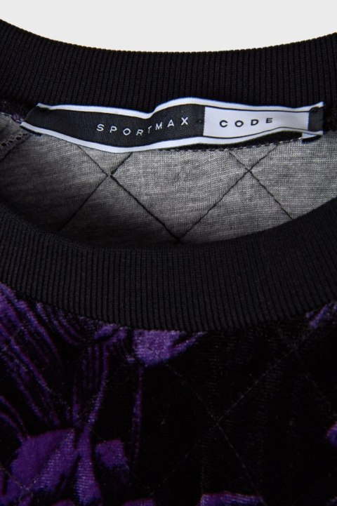 SPORTMAX CODE nieziemsko mięciutka bluza pikowany welur floral fiolet M