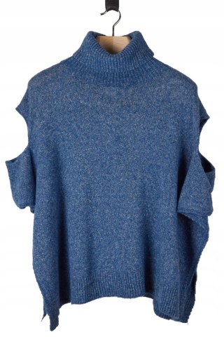 AMAZING - włoski sweter ponczo melanż - one size
