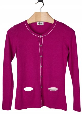 AVA niespotykany sweter wełna merynosa cudny kolor cyklamen 36