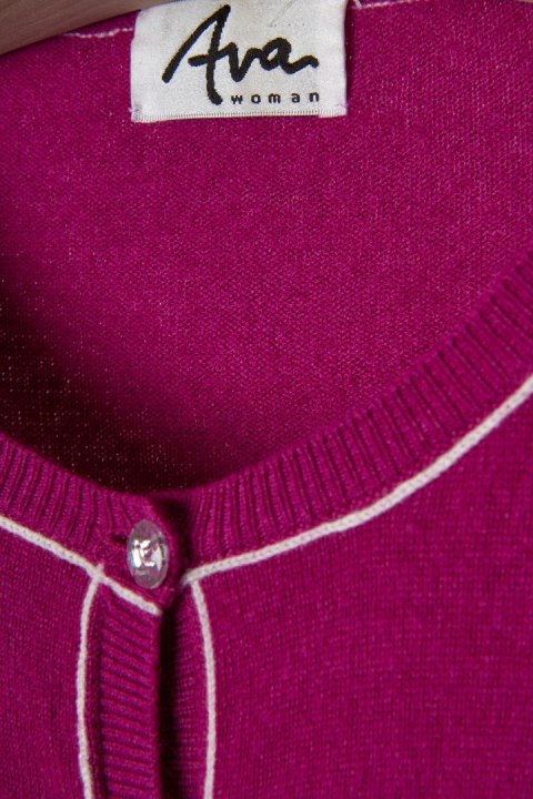 AVA niespotykany sweter wełna merynosa cudny kolor cyklamen 36