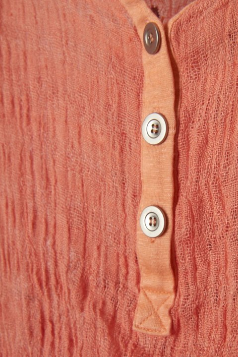 CHILLNORWAY - włoska bluzka lniana marszczona faktura lnu - L