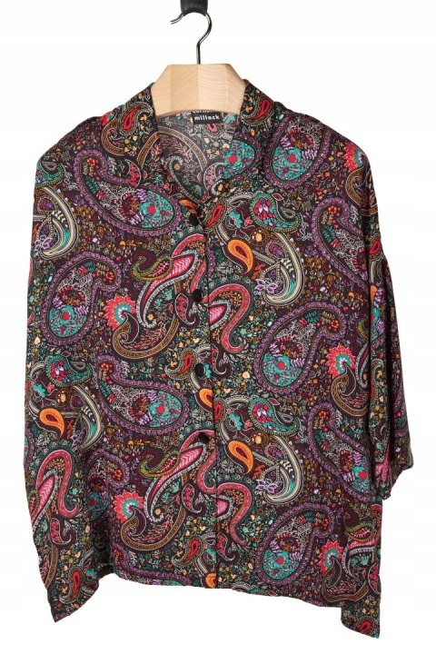 CORNELIA MILLACK oryginalna niszowa bluzka koszulowa paisley XL