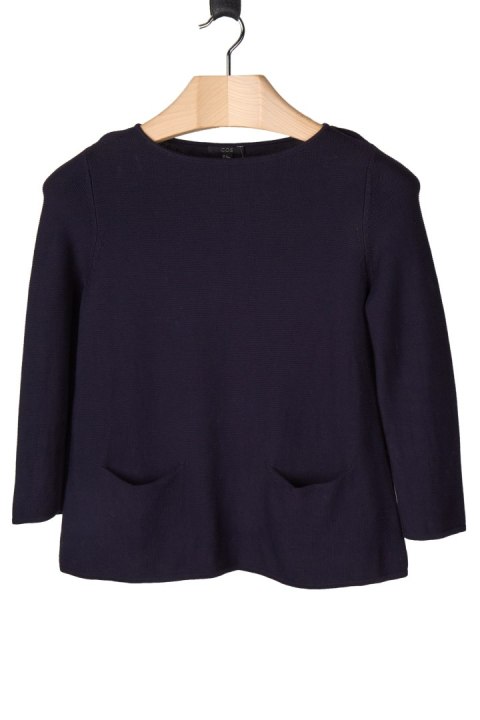COS -sweter bawełna z kieszeniami ciemny granat-XS