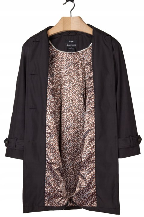 DENNIS BY DENNIS BASSO - elegancki czarny płaszcz - S/M