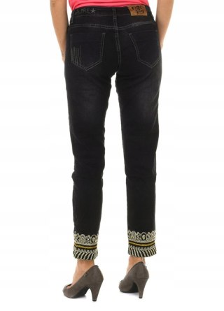 DESIGUAL - śliczne spodnie jeans haftowane - 32