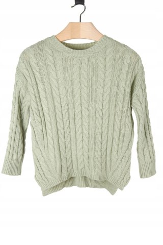 Fantastyczny miętowy sweter piękny splot - S