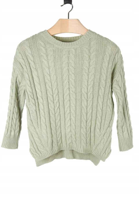 Fantastyczny miętowy sweter piękny splot - S