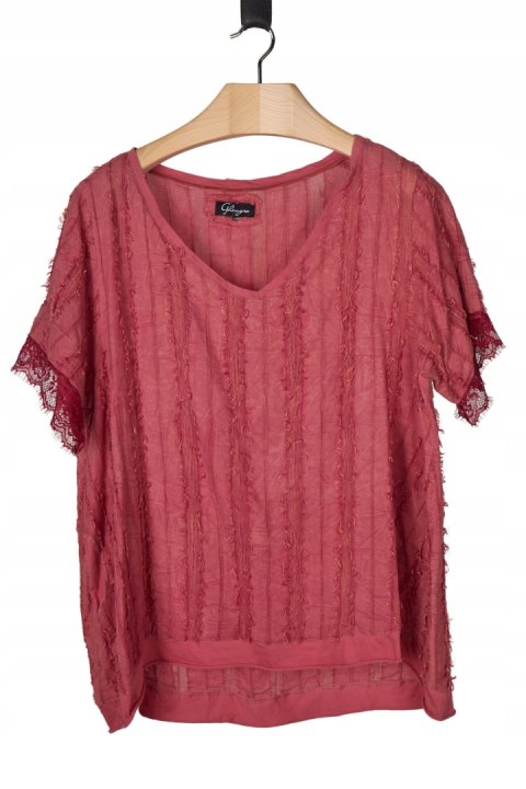 GHUNGROO - włoska luźna bluzka bawełna piękny kolor - XXL