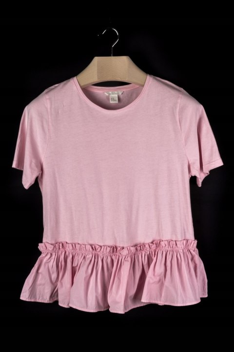 H&M -luźna bluzka z falbaną delikatny róż- M/L