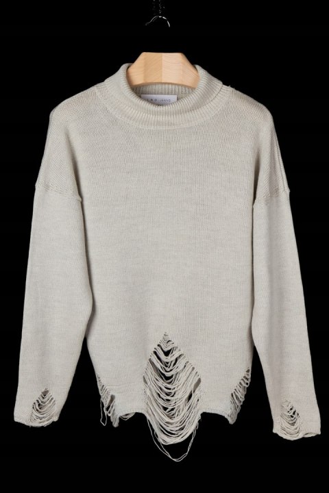 IRO JEANS niesamowicie mięciutki sweter wełna motyw dziur luźny krój L