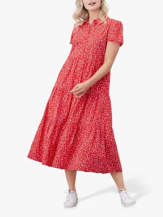 JOULES nietuzinkowa sukienka piękna czerwień w groszki 40