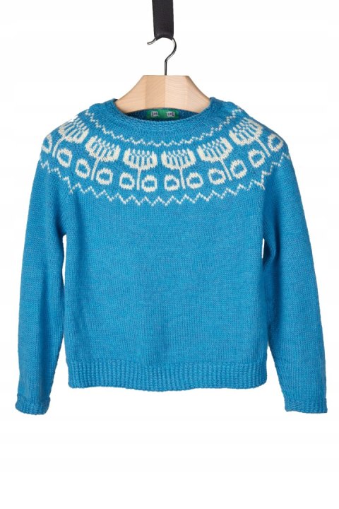 Jedyny sweter rękodzieło wełna piękny kolor - S