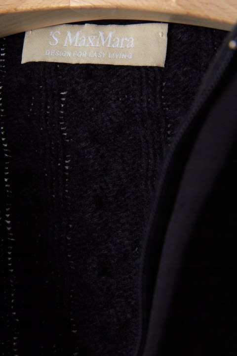 MAX MARA mięciutki sweter wełna ciemny granat piękny splot S