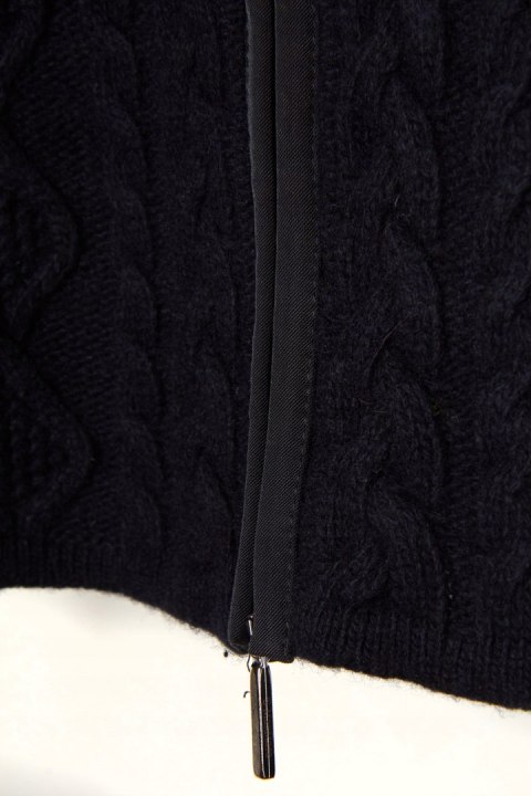 MAX MARA mięciutki sweter wełna ciemny granat piękny splot S